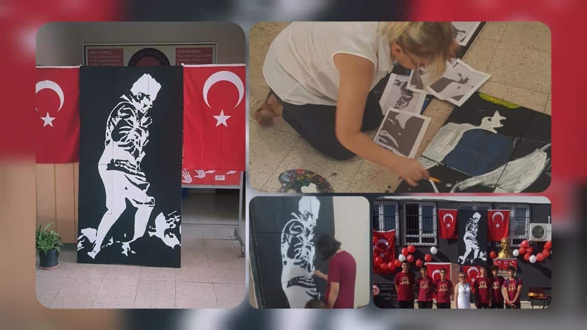 Resim Öğretmenimiz Serpil KILIÇ ve 11B Sınıfı Öğrencilerimiz Atatürk Portremizi Tamamladı